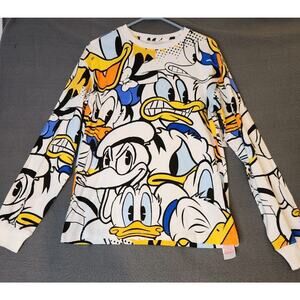 2024 Disney Parks Donald Duck Print 90th Anniversary Long Sleeve Shirt Sz XS NEW